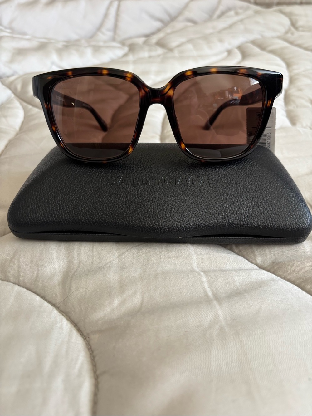 Balenciaga Havana Brown Square Sunglasses